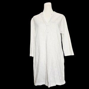 Peruvian Connection Women's White Tunic SZ Medium 100% Cotton 3/4 Sleeve Top